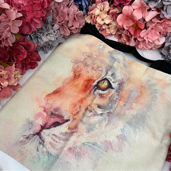 Eco-Friendly Abstract Watercolor Tiger Folding Tote Bag - Picture 10 of 14